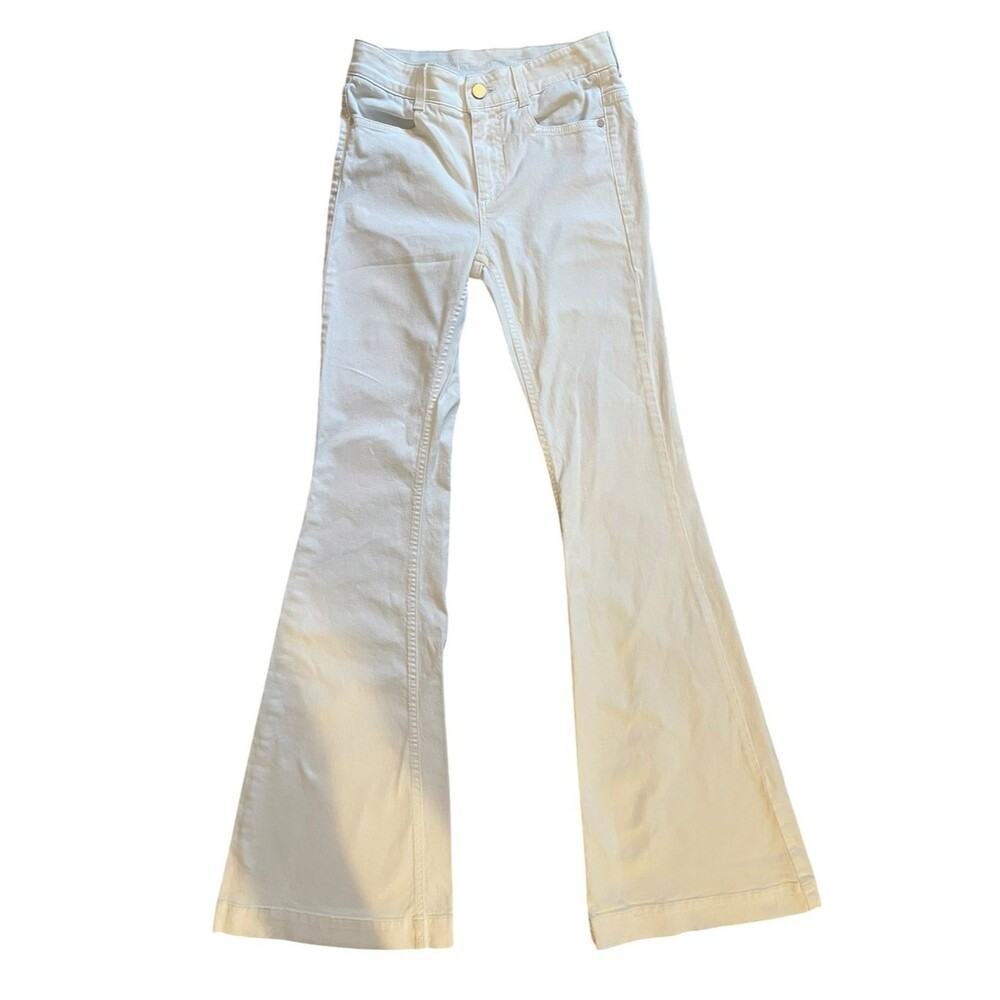 Stella McCartney White Flare Jeans 26 Stretch Cotton Italy Designer Denim Boho